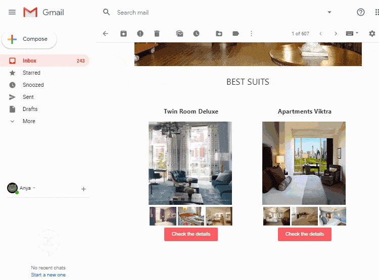 checkout in email