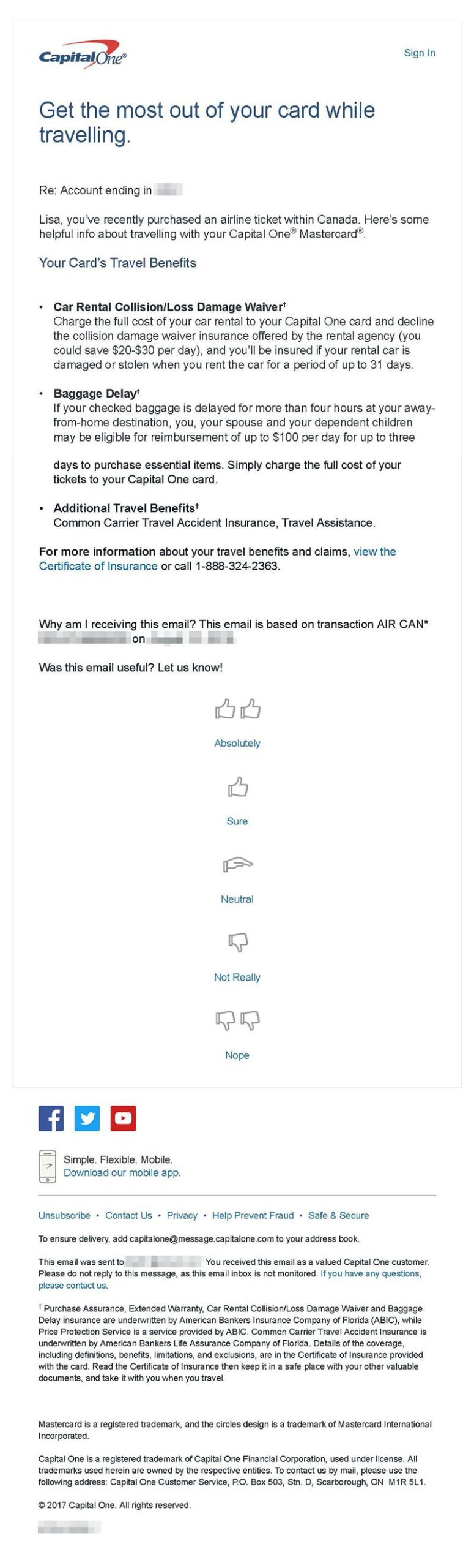 Capital one email example