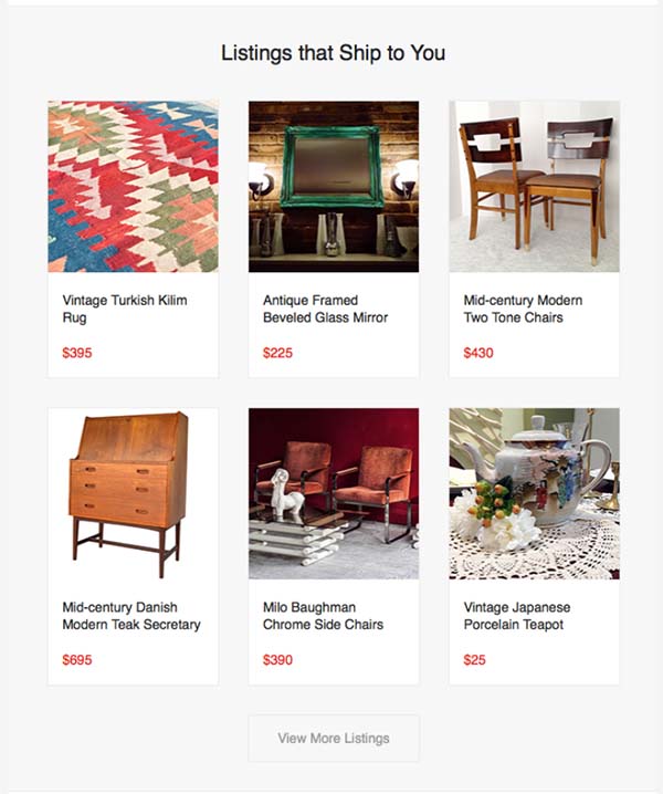 Listings that ship to you sample