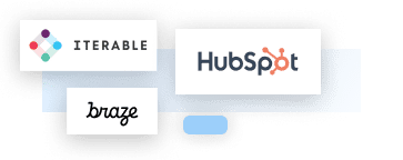 Cross channel marketing platform logos: Iterable, Braze, and Hubspot