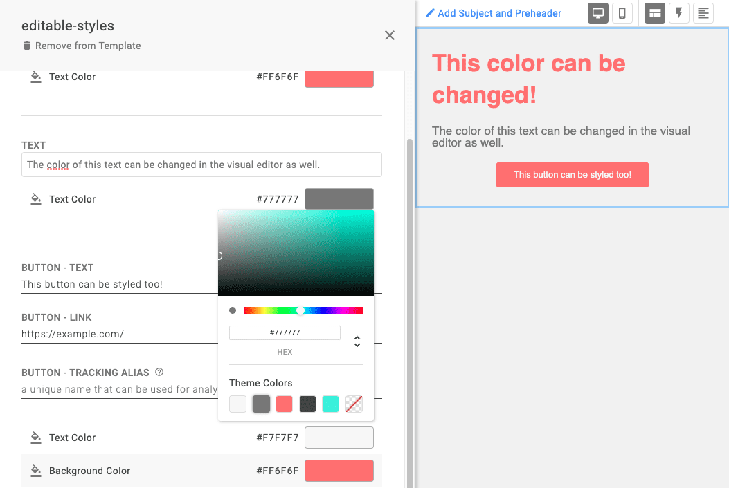 Editable styles in Dyspatch