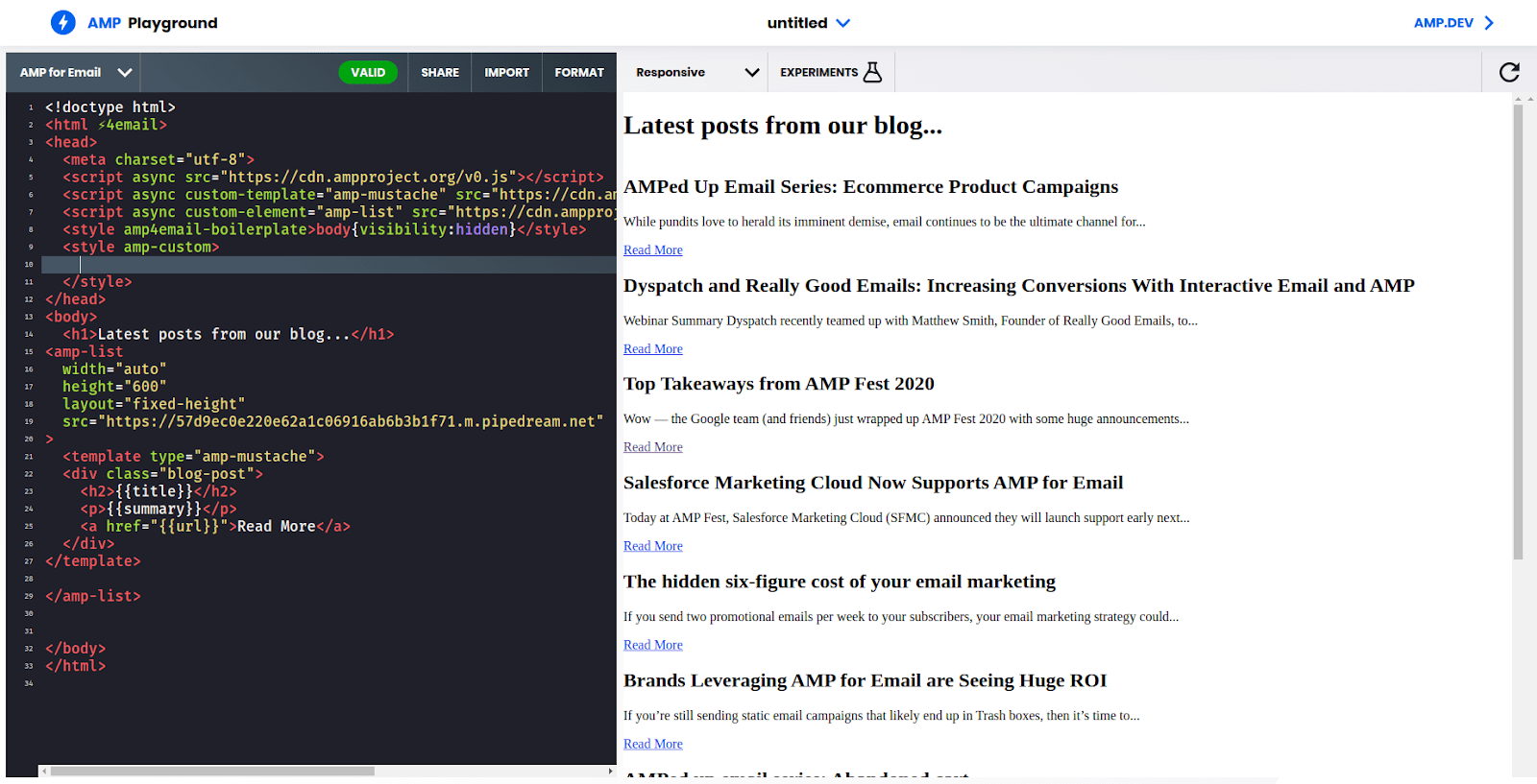 Setting up amp-list in AMP playground